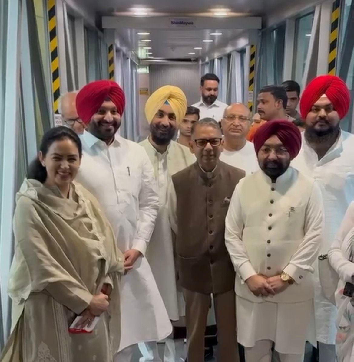 Onboard first flight air india from delhi to halwara Union Minister Ravneet Singh Bittu along with MPs Vikramjit Sahni and Rajinder Gupta Onboard first flight air india from delhi to halwara Union Minister Ravneet Singh Bittu along with MPs Vikramjit Sahni and Rajinder Gupta