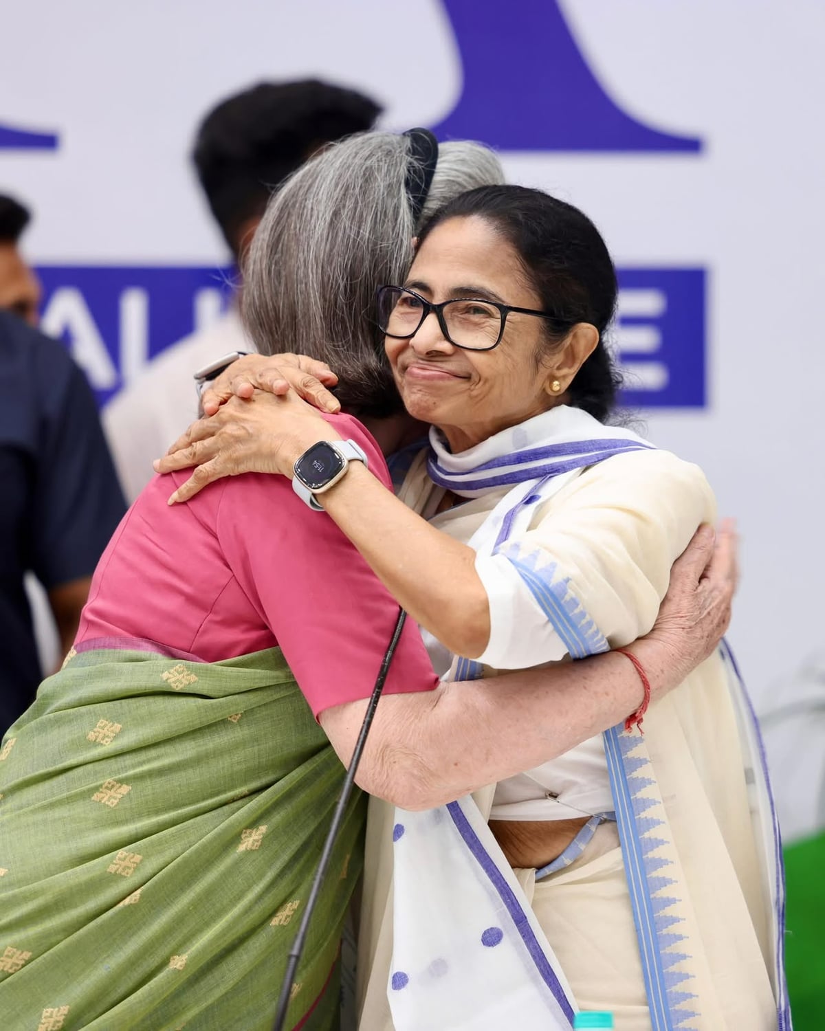 Mamata Banerjee meets Sonia Gandhi with a warm hug.